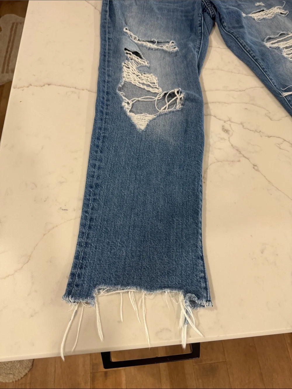 Abercrombie & Fitch Light Wash Distressed Boyfriend Jeans